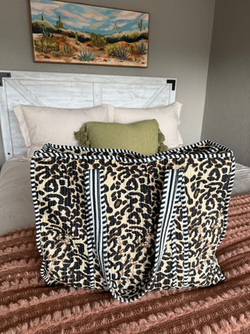 Leopard Quilted Tote Bag