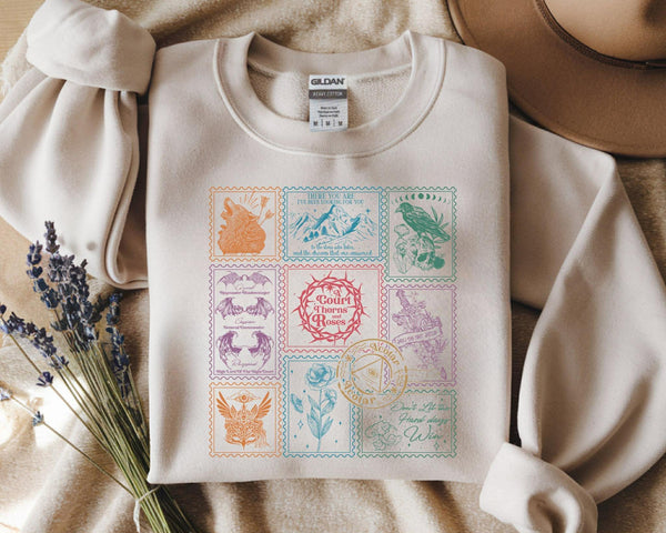 Literary Stamps Collage Graphic Sweatshirt