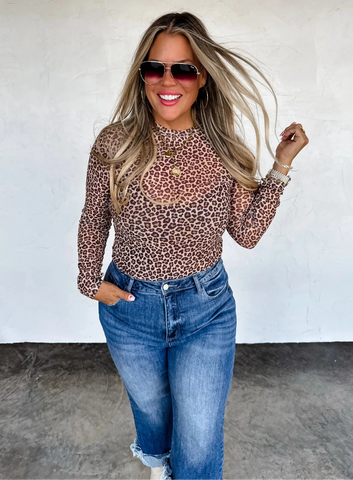 Leopard Mesh Top