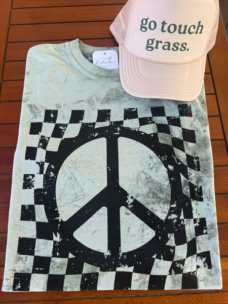 Checkered Peace Sign Tee