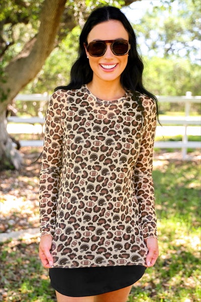 Game Day Leopard Mesh Top *Preorder