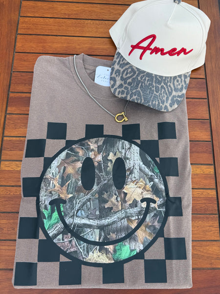 Camo Smiley Checkered Tee