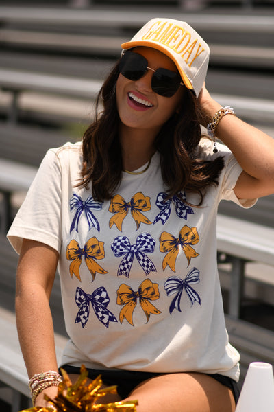 Purple and Gold Bows Tee