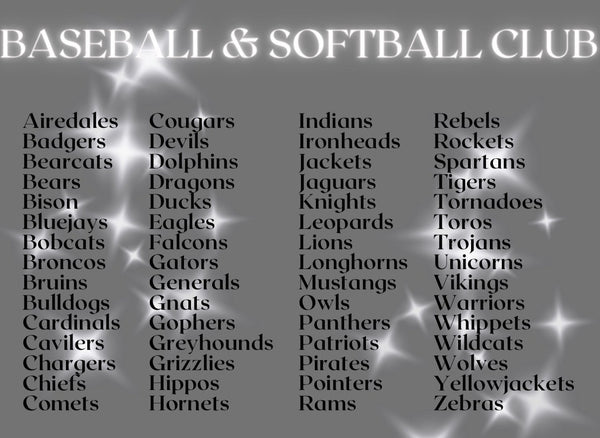 Baseball Club & Softball Club Mascot Tees