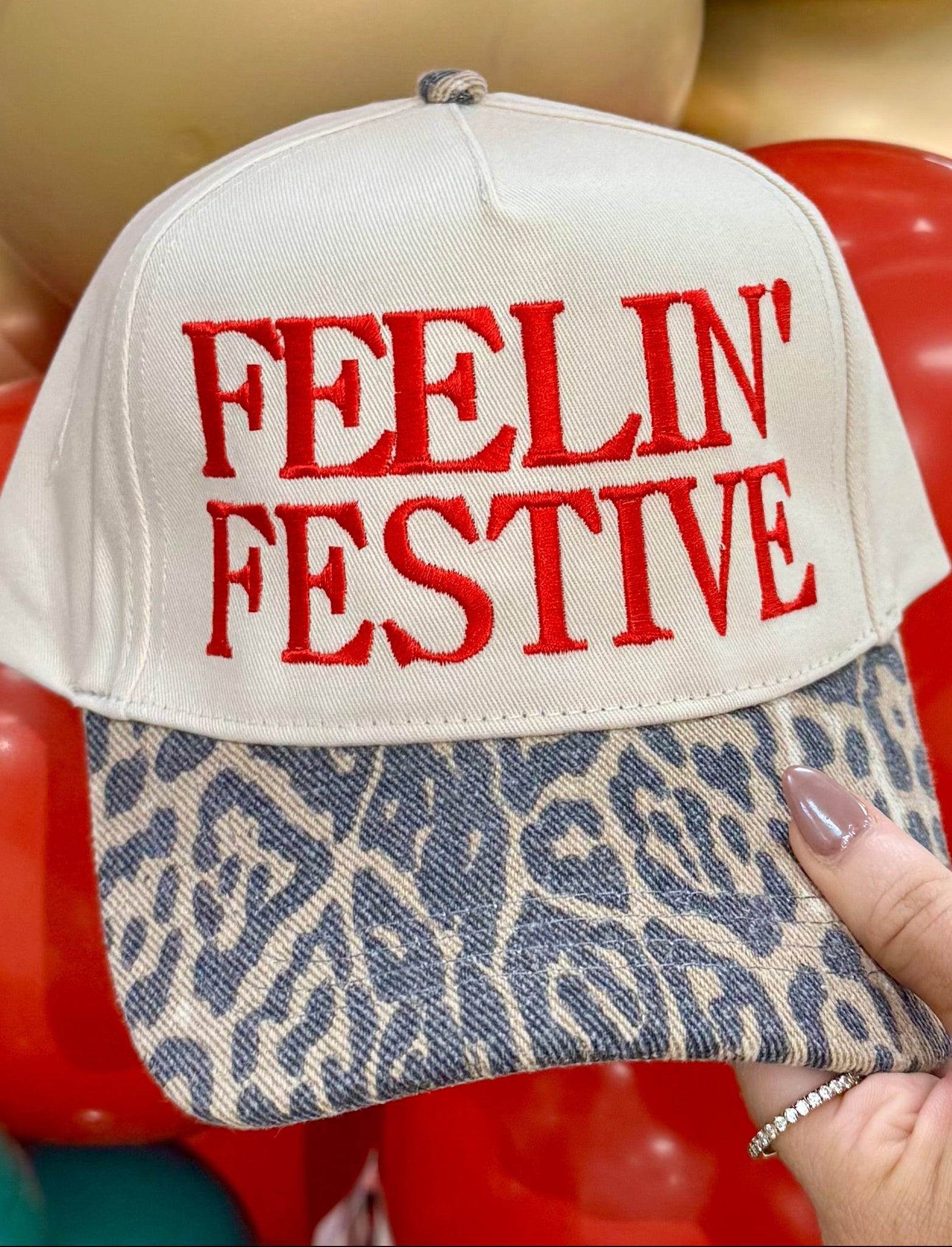 Feelin’ Festive Faded Leopard Hat