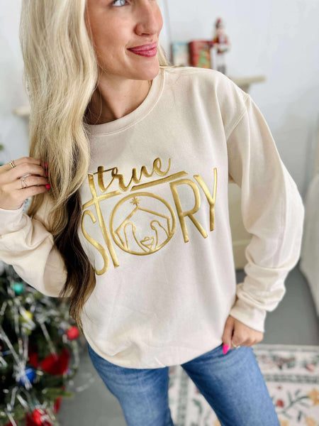 True Story Metallic Puff Sweatshirt