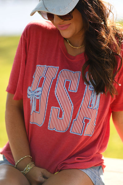USA Stripes & Bows Tee