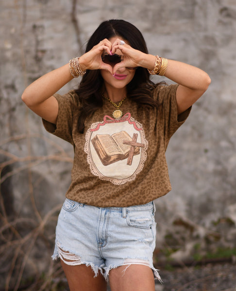 Bible Cross Leopard Tee