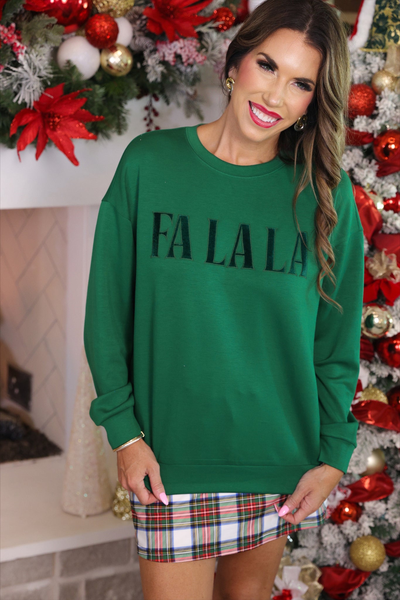 Fa La La Velvet Patch Luxe Pullover