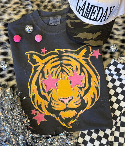 Tigers Pink Star Mascot Tee
