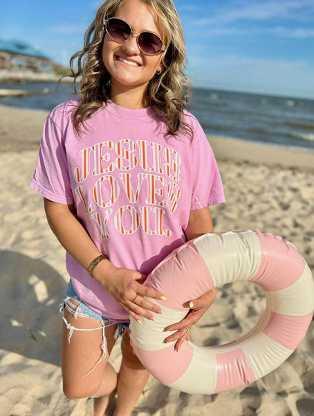 Jesus Loves You Cabana Stripes Tee