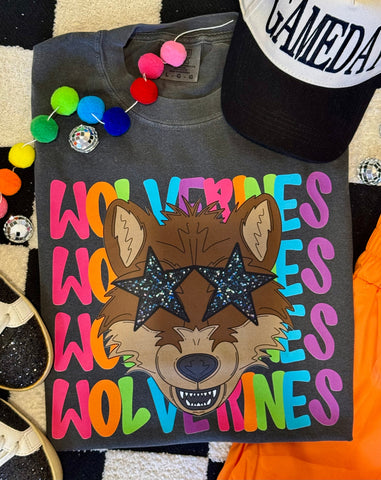 Wolverines Neon Mascot Tee