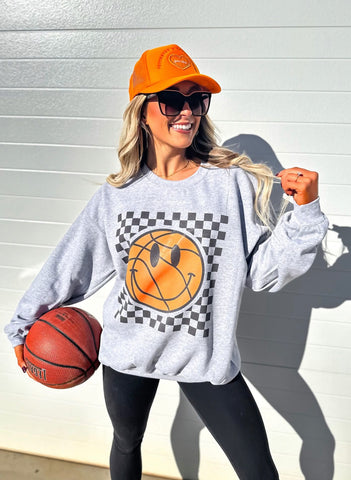 Checkered Basketball Smiley Sweatshirt