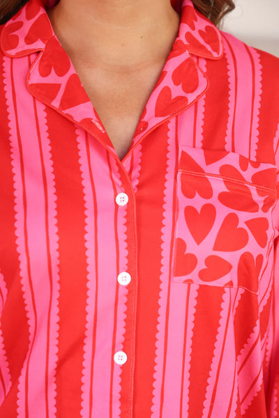Heartfelt Stripes Ruffle Pajamas