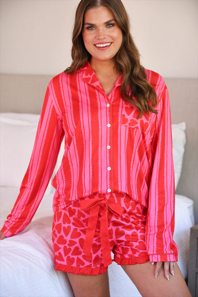 Heartfelt Stripes Ruffle Pajamas