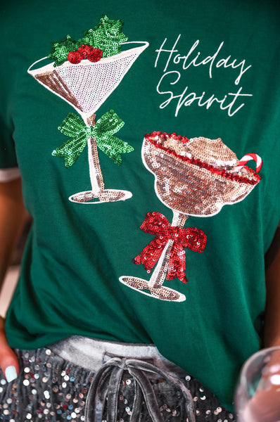 Holiday Cheer Sequin Embroidered Tee *Preorder