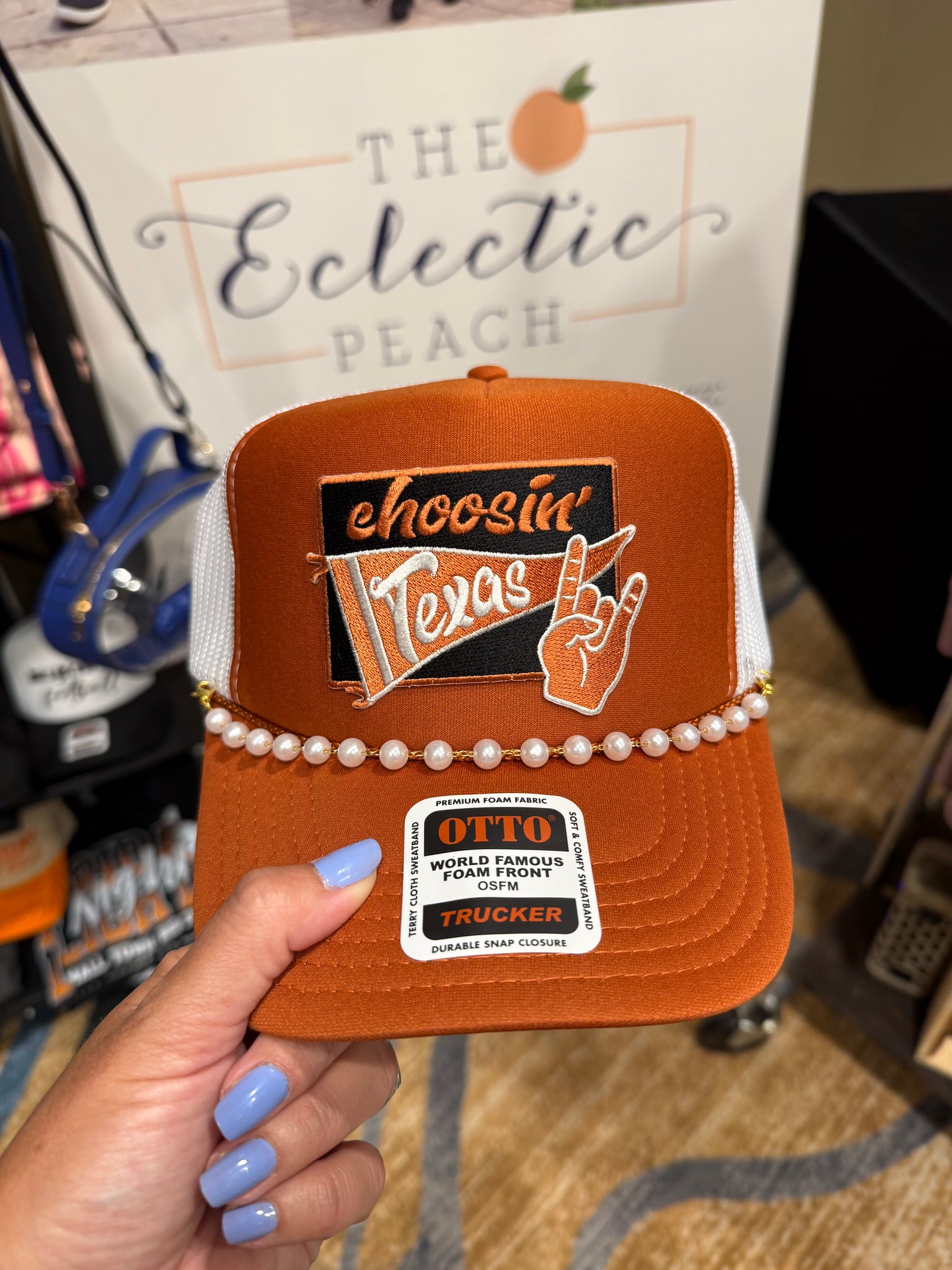 Choosin' Texas Burnt Orange Trucker – The Eclectic Peach Boutique
