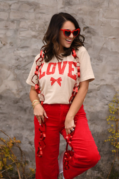 Distressed Love Bow Tee