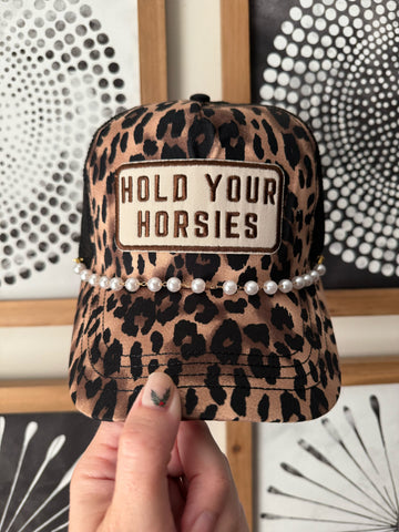 Hold Your Horsies Leopard Ball Cap