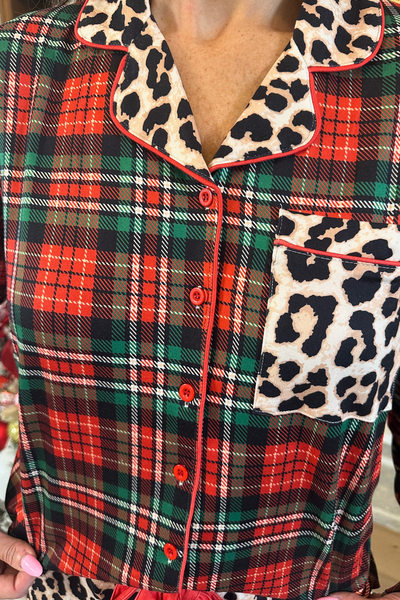 Leopard Luxe Holiday Ruffle Pajamas