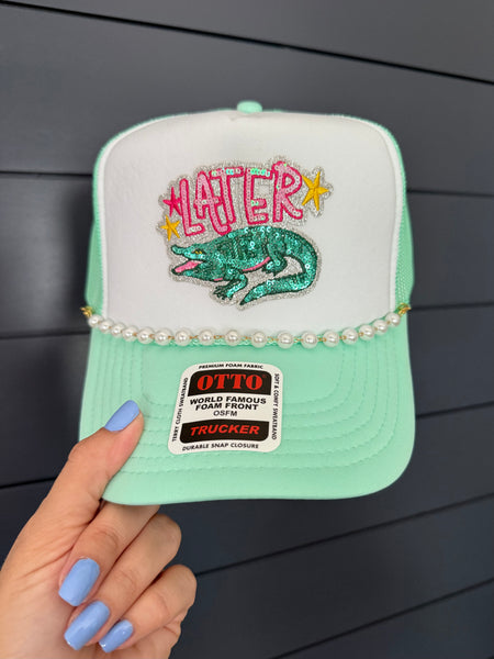 Later Alligator Sequin Trucker