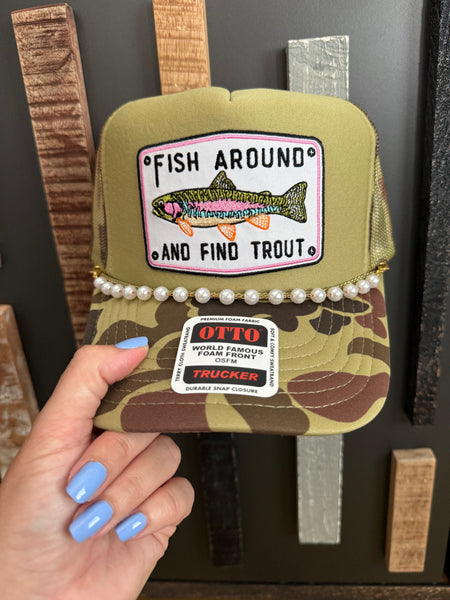 Fish Around Camo Trucker