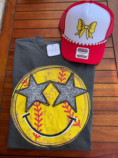 Softball Star Smiley Tee