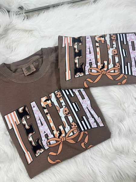 Spooky Halloween Font Teacher Graphic Tee