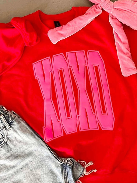 Xoxo Jumbo Varsity Puff Vinyl Sweatshirt