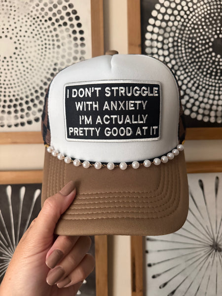 Good At Anxiety Checkered Trucker