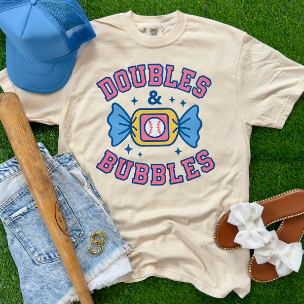 Doubles and Bubbles Baseball Tee