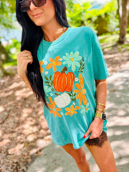 Pumpkin Floral Collage DTF Graphic Tee