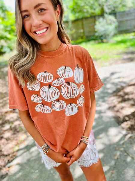 Doodle Hand Drawn Pumpkin Collage DTF Tee