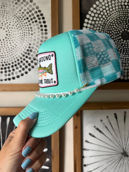 Fish Around Checkered Trucker