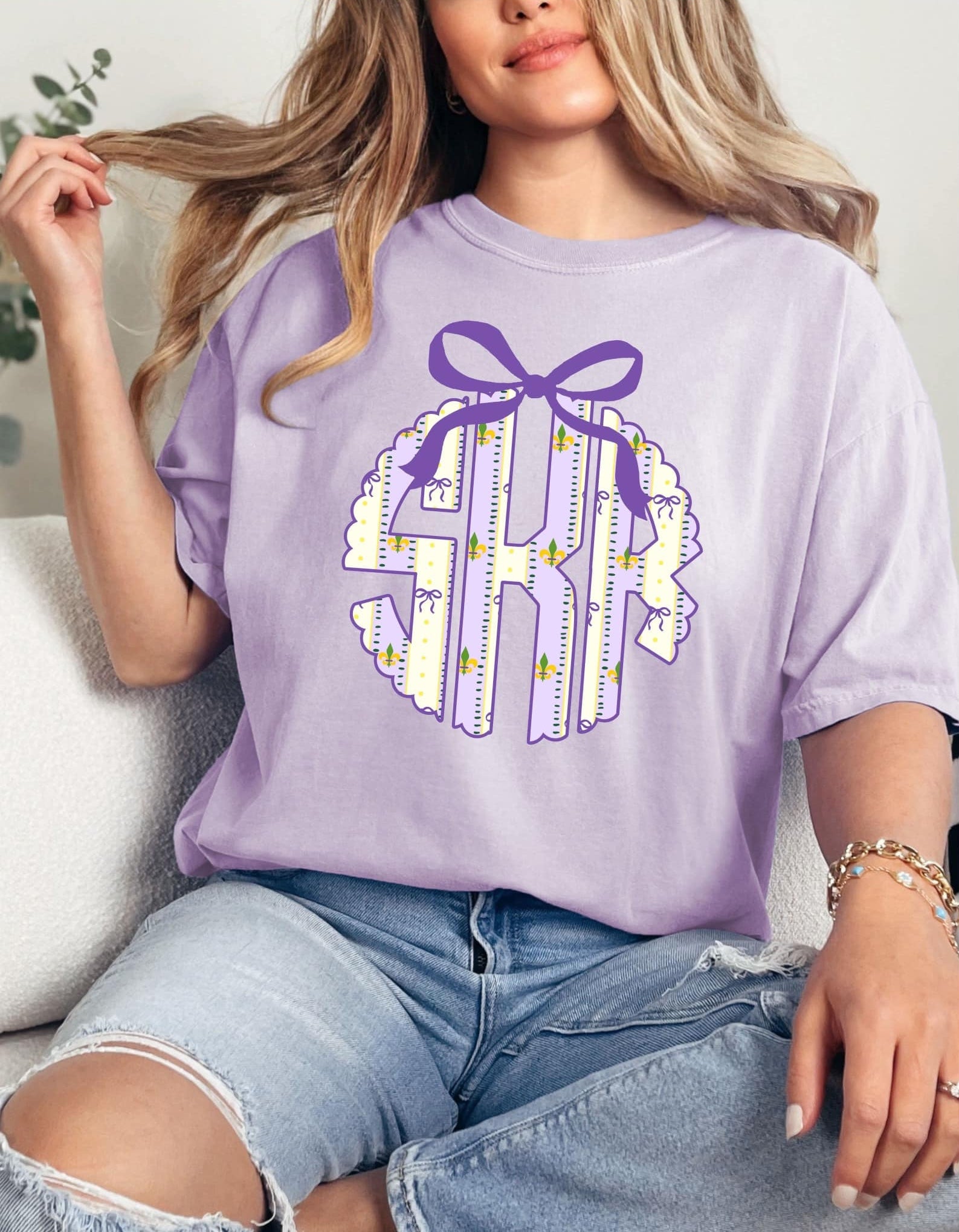 Mardi Gras Custom Initial Tee