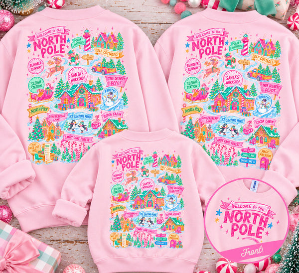 North Pole Front & Back Adult and Youth Christmas Sweatshirts
