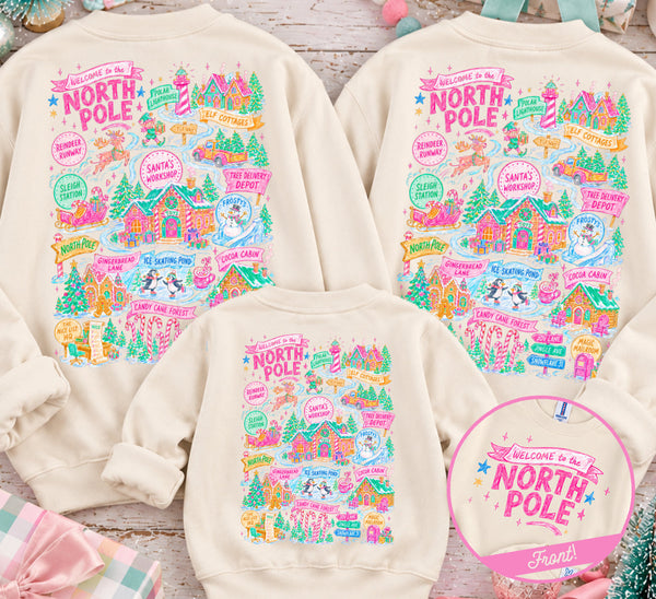 North Pole Front & Back Adult and Youth Christmas Sweatshirts