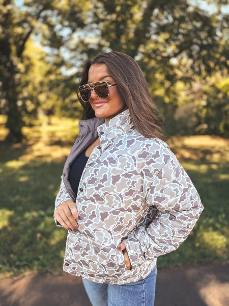 Reversible Puffer Jacket in Duck Camo