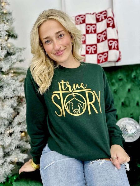 True Story Metallic Puff Sweatshirt