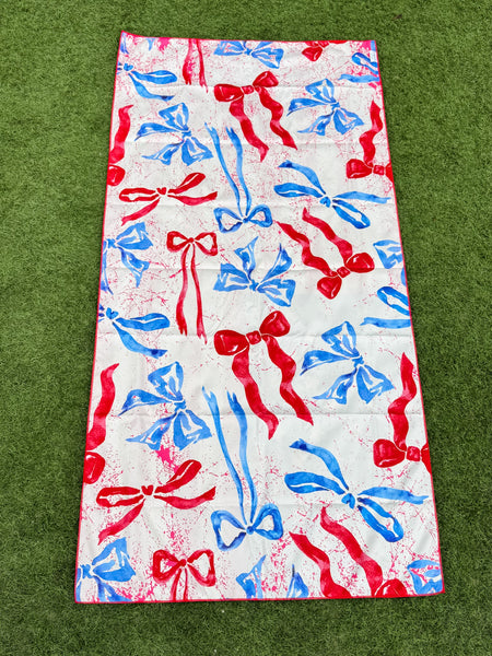 USA Flag & Bows - Quick Dry Towel