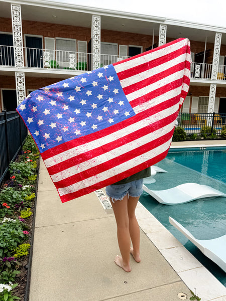 USA Flag & Bows - Quick Dry Towel