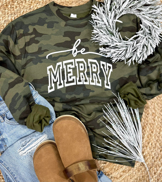Be Merry Camo Sweatshirt