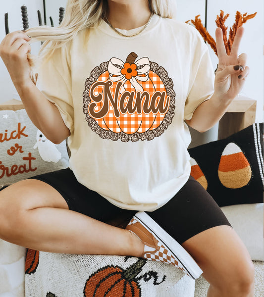 Gingham Ruffle Pumpkin DTF FALL51 Custom Apparel
