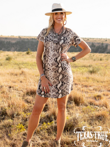 short snakeskin dress Brown Snake Skin Print Mini Dress