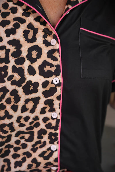 Double Take Leopard Ruffle Pajama Set