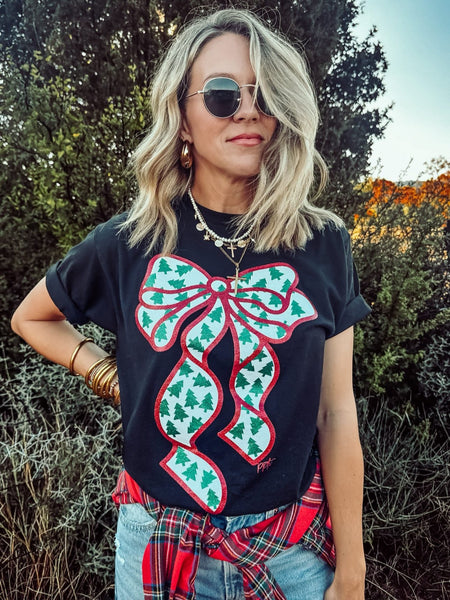 Glitter Bow with Trees Tee