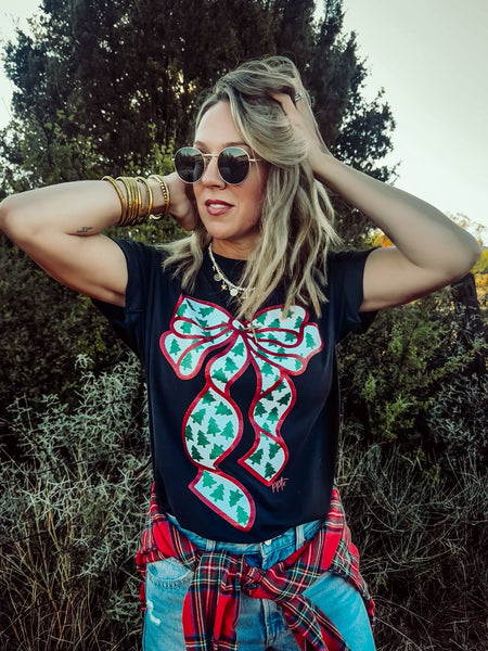 Glitter Bow with Trees Tee
