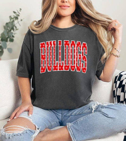 Custom Bold Varsity Font Polka Dot DTF Top
