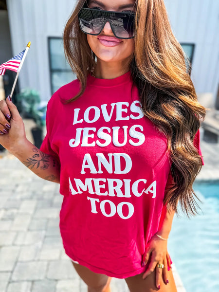 Loves Jesus & America Too Tee