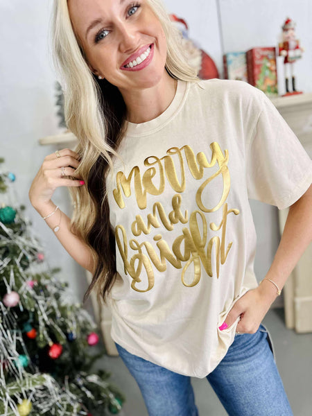 Merry & Bright Gold Puff Tee